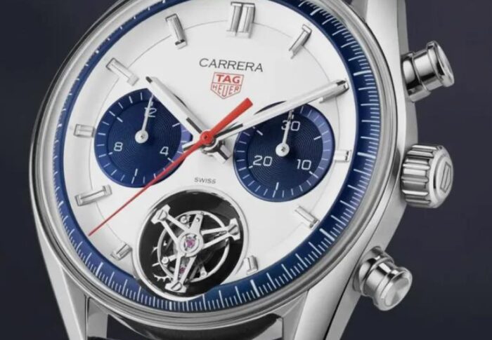 The Replica Tag Heuer Carrera Tourbillon Chronograph Uses A Blue Panda Dial,So It Is The Easiest To Identify