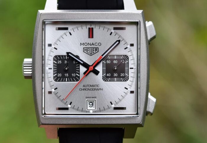 The Tag Heuer Monaco Titan Special Edition Watch Combines Silver With Black And Red